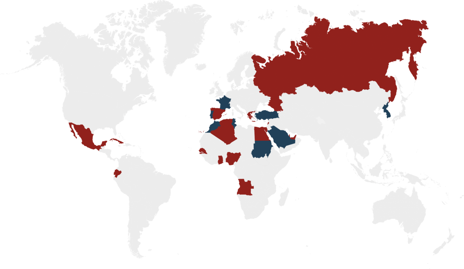imagen de mapa indicando países con presencia internacional de fábricas de alimentación animal
